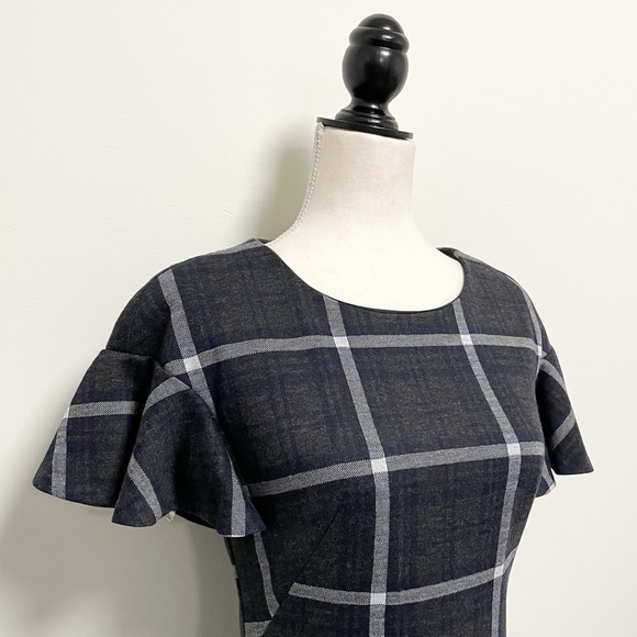 Ralph Lauren Plaid Flutter Sleeve Shift Fit Flare - Picture 3 of 8